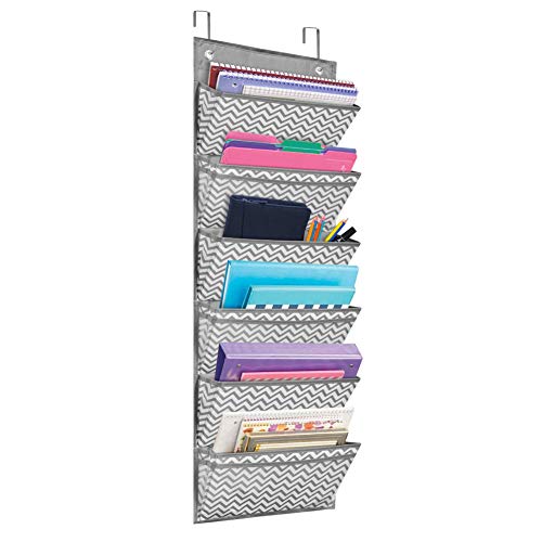 Organiseur de dossiers à suspendre Eamay 6 poches gris pour le rangement de bureau sur porte