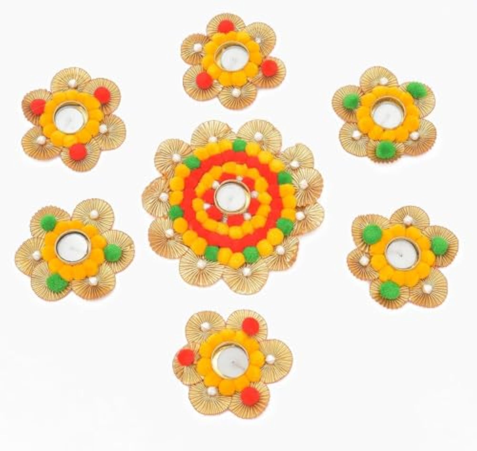 Home Decorative Rangoli Set with Tea Light Holders