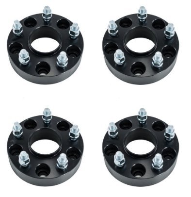 4pc Black Wheel Spacers Adapters 1.25" (32mm) 5x45 to 5x5 with 1/2-20 Threads - Fits Jeep CJ Wrangler JK TJ YJ - Thumbnail 5