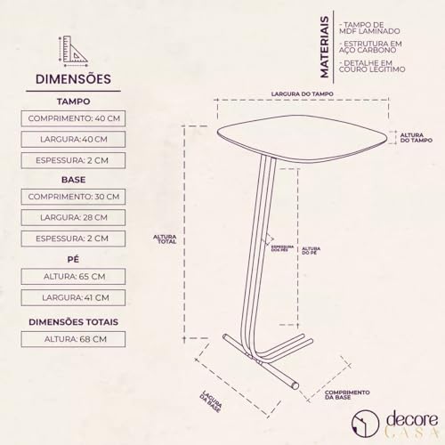 Mesa de Apoio Lateral Soft Aproximação Multiuso para Sofá Base Preta (Preta)