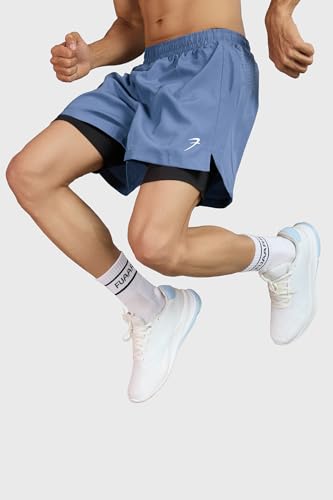 Image of FUAARK Men Regular Fit 5 inch Dual Layer Training or Gym Sports Shorts with Compression Inner