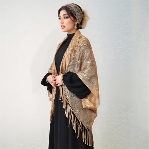 Elegant Women Shawl Wrap for Evening Dress Solid Color Lightweight Scarf Hollowed Tassels Long Shoulder Wrap3