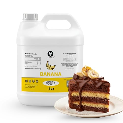 Dolce Flav Banana Flavoring Oil for Baking, Bread, Cakes and Candy, 8 Fl Oz
