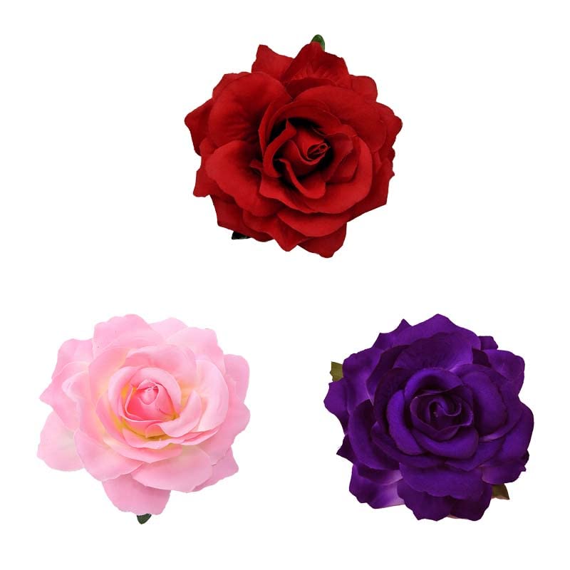 Amazon.co.jp: SHUUL 2個セット 大きめ ローズ 薔薇 バレッタ 