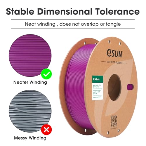 Image of eSUN PLA Basic Filament 1.75mm, 3D Printer Filament High Speed PLA for Fast Printing, 1KG per Spool, 2 Spools High Speed 3D Printing Filament, Purple