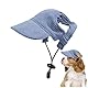 1 Stück Modisch Hund Baseballmütze, Basecap Verstellbar Sonnenschutz, Hunde-Sonnenhut mit Ohrlöcher, Haustier Sommer Hut für Kleine und Mittlere Hunde (L, Blau)