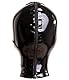 MFMYEE Bondage-Latexmaske, BDSM-Maske, Fetisch-Kapuze, Latex, Rollenspiel, Reißverschluss hinten, offener Mund und transparente Mikrolöcher auf der Vorderseite-Kopfbedeckung