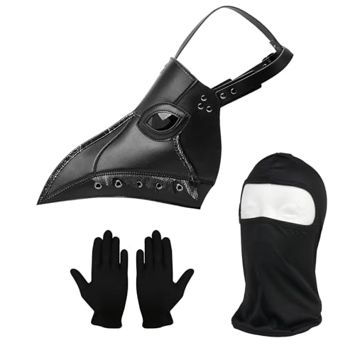 Masque de médecin de la peste avec bec d'oiseau et gants pour Halloween fête