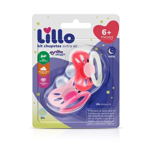 Lillo Kit De Chupeta Anatômica Extra Air Dia E Noite 6+ Meses - Rosa