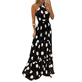vestido largo lunares boda Material: Este vestido largo de cena es tejido de fibra de poliéster, suave y transpirable, agradable para la piel, no se deforma ni se arruga fácilmente.