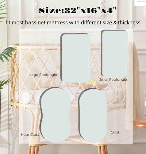 Image of SDY Jersey Bassinet Sheets for Baby Boys and Girls,32 inchx 16 inchx 4 inch, 2 Pack, Green Standard Oval /Retangle Bassinet Mattress Sheets for Toddler,Super Soft Breathable