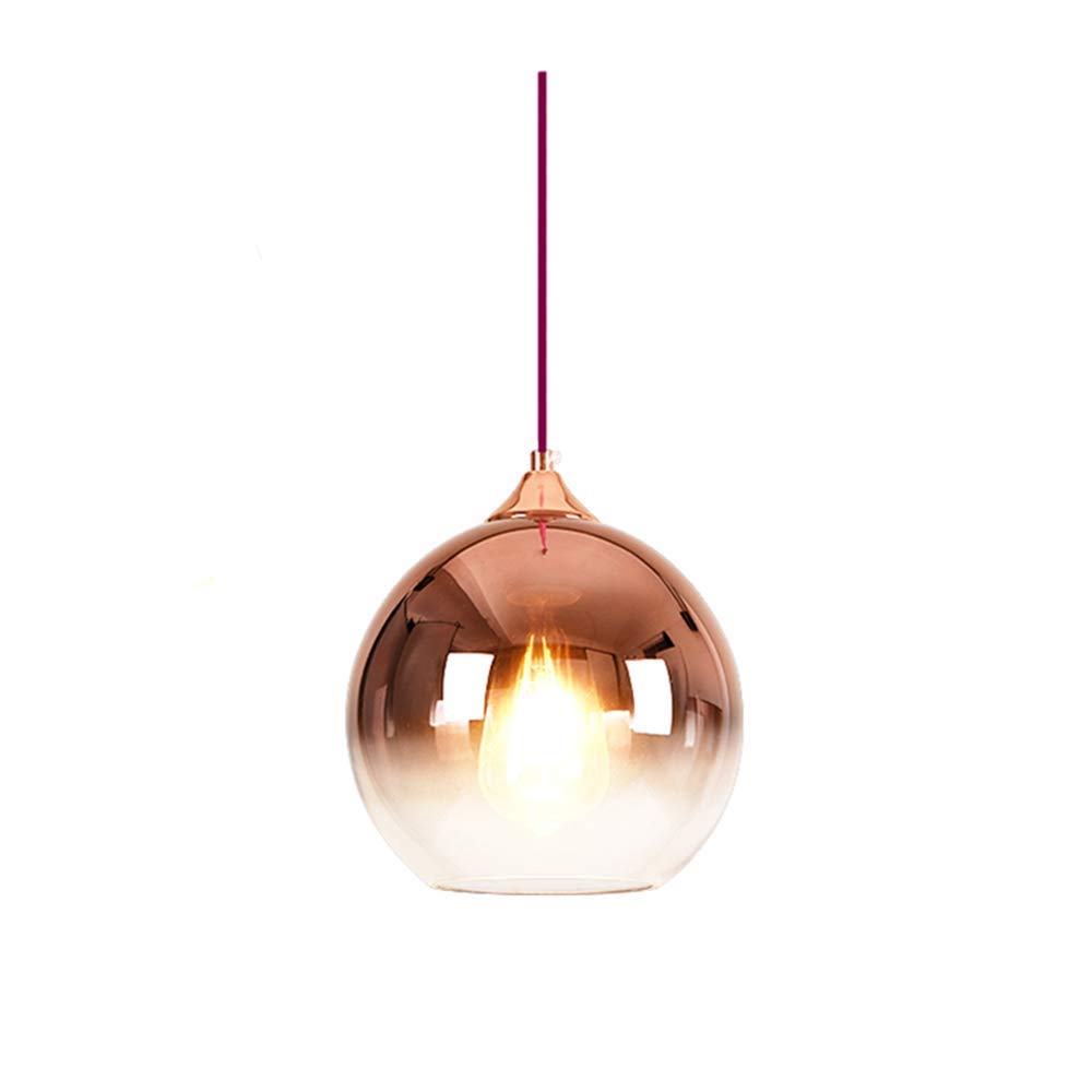 Lfsem Rose Gold Modern Simple Pendant Lamp Glass Spherical Ceiling Light Gradient Color Glass Lamp Shade Loft E27 Hanging Light For Living Room (, 30Cm)