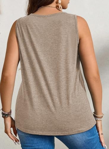 Eytino Plus Size Tank Tops for Women Summer V Neck Pleated Front Loose Casual Sleeveless Shirts Blouse(1X-5X)2