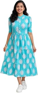 TANVASTYA Women's Rayon Maxi Midi Dress Western Dress for Women Elegant Floral Printed Long Dresses Price In India