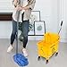 PLASTIC PRINCE Mop Bucket with Wringer on Wheels Small 5 Gallon, Heavy Duty Dual Chamber Industrial Mop Bucket Separate Dirty Water, Perfect for Business Household, 20 Quart Yellow