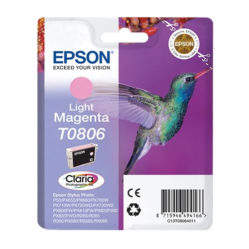 Epson T0806 Light Magenta Hummingbird Genuine Ink, Claria Photo HD Ink Cartridge