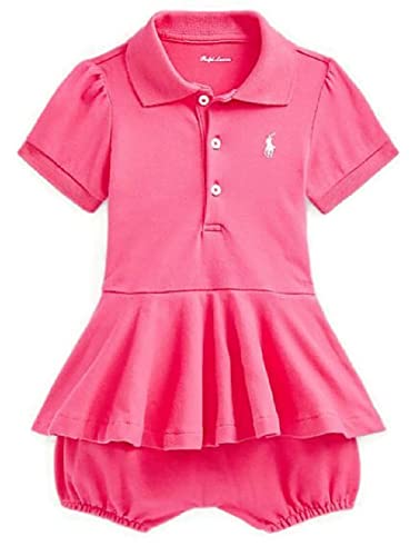 Ralph Lauren Baby Girl Peplum Mesh Bubble Shortall (Hot Bright Pink, 12 Months) #TOP2