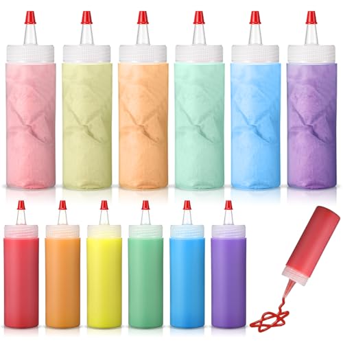 FunooFuno 6 Pack DIY Sidewalk Paint Sets for Kids Non Toxic Washable Powdered Chalks with Plastic Squeeze Bottle Mix in Water 6 Vibrant Colors for Creative Sidewalk and Chalkboard Fun
