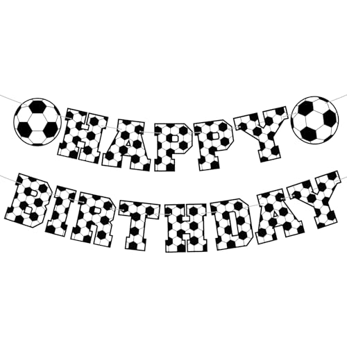 Image of Supervitae Happy Birthday Banner Soccer, Soccer Birthday Banner, Soccers Party Hanging Decorations Sport Theme Party Supplies for Soccers Player Gift Sport Parties Favors Decoration