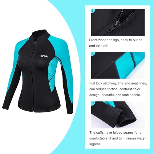 Chaqueta de neopreno DEHAI para mujer, 2mm, para buceo y natación miniatura 6