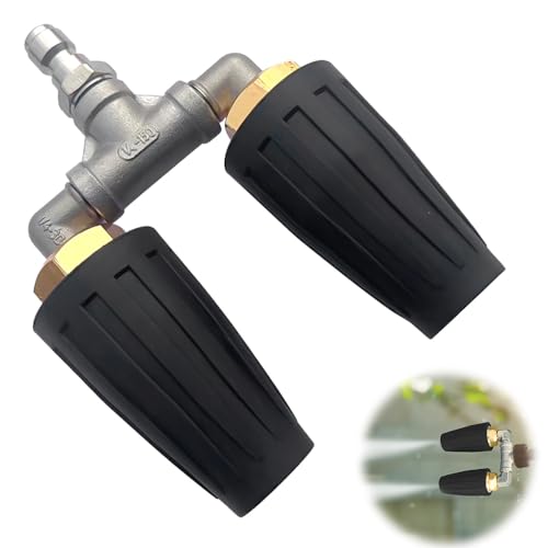 Mineup High Pressure Washer Rotating Dual Turbo Nozzle, 4000PSI 0.35-1.8GPM Quick Connect Rotating Spray for Garden, Roof, Path
