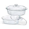 M MCIRCO 4 Piece Glass Casserole Baking Dish Set of 2 Casseroles With Glass Lids 19 Qt and 3 Qt