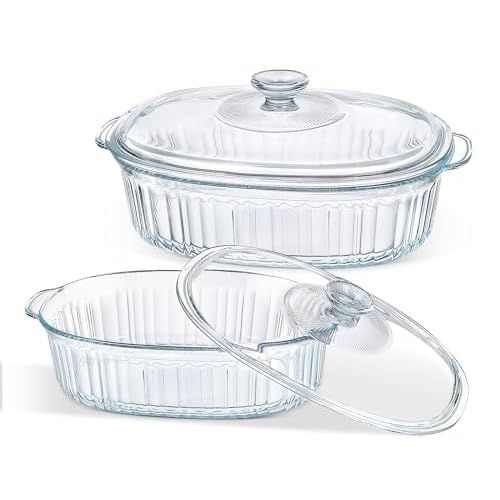 M MCIRCO 4-Piece Glass Casserole Baking Dish, Set of 2 Casseroles With Glass Lids, 1.9 Qt and 3 Qt