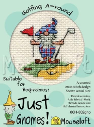 Mouseloft Mini Cross Stitch Kit - Golfing A-Round, Just Gnomes Collection