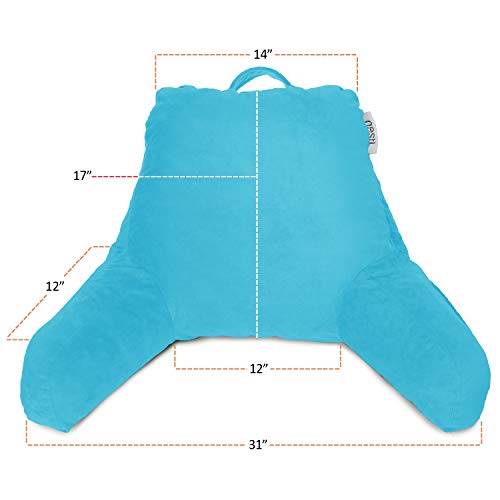 Image of Nestl Reading Pillow with Shredded Memory Foam, Designed for Sitting Up in Bed and Couch, Back and Arms Adjustable Support for Adult & Teens Backrest Pillows for Reading, Washable Cover, Bright Blue