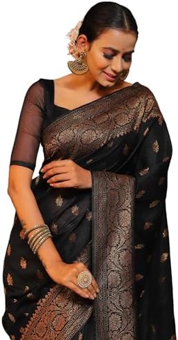 SIRIL Women Banarasi Silk Kanjivaram Jacquard Saree With Unstitched Blouse Piece