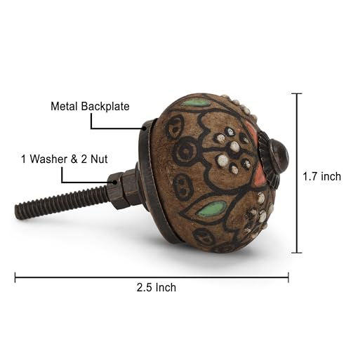 Image of Craft Trade Ceramic Wardrobe Knobs for Drawers Furniture Desk Wardrobe Kitchen Cabinet Dresser and Cupboard Vintage Assorted Decorative Knob - Pack of 20 Dusty Brown