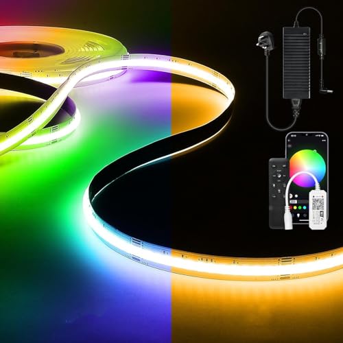 RGBW COB LED Strip Lights 5M,WiFi LED Strip Kit,784 LED/M, Super Bright 24V LED Tape Lights, APP/Remote Control, Compatible with Alexa/Google Home