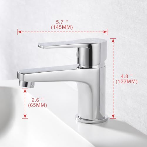 Ibergrif Wasserhahn Bad Chrom - Kompakte Mischbatterie für Kalt- und Warmwasser, Einhand-Waschtischarmatur Gäste-WC mit Keramikkartusche, Wassersparend, inkl. G 3/8 Schläuche, M11057
