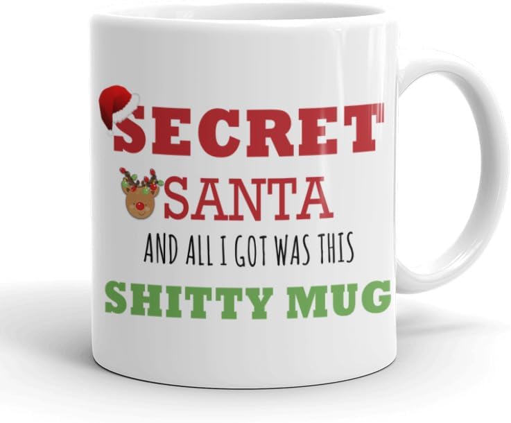 GrassVillage Funny Secret Santa Mug – I Had to Do Secret Santa and All I Got was This Sh*tty Mug – Rude Christmas Gag Gift for Coworkers, Friends, Office Exchange – 11oz White Ceramic Cup