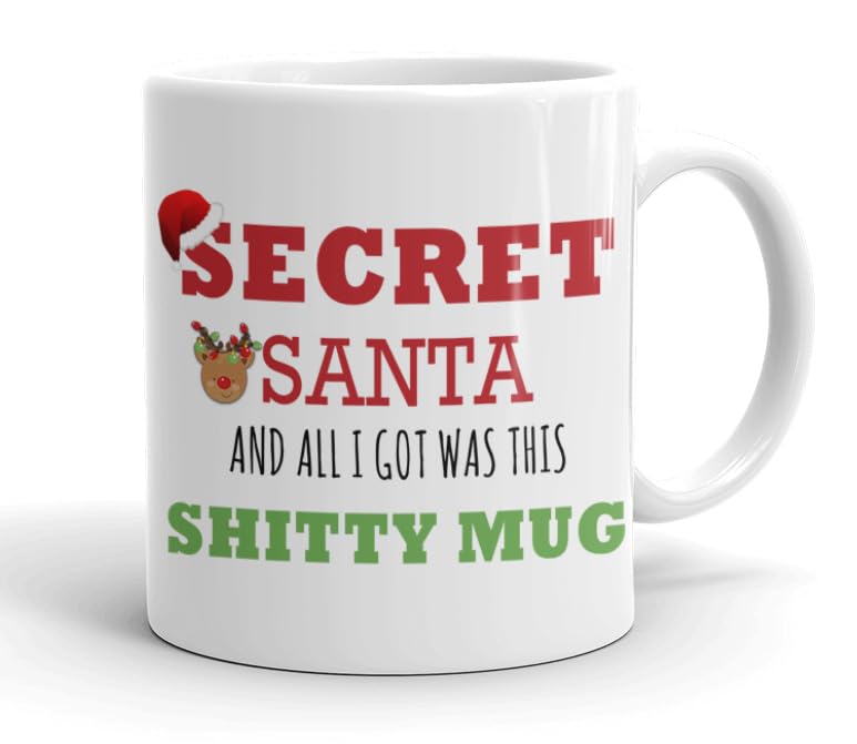 GrassVillage Funny Secret Santa Mug – I Had to Do Secret Santa and All I Got was This Sh*tty Mug – Rude Christmas Gag Gift for Coworkers, Friends, Office Exchange – 11oz White Ceramic Cup
