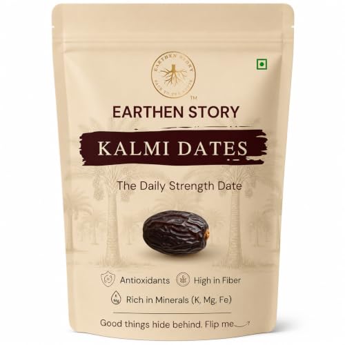 Image of Earthen Story Kalmi Dates 500 gm | Premium Safawi Khajur /Khajoor | Instant Energy Booster, Rich in antioxidants & Fibre, Good for Diabetics, Natural Sweetener, Gluten Free | 3-Layer resealable Pouch