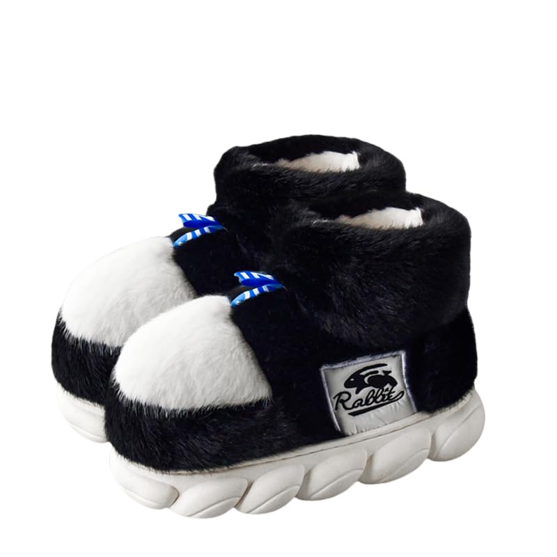 Cozy Furry Slippers for Women and Men, Comfy Warm Fleece Lined House Plush Slippers Indoor Outdoor Non Slip Fluffy Shoes