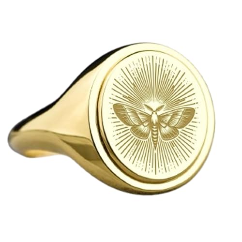 Bague papillon de nuit en argent 925 et or, une chevalière ovale au design raffiné