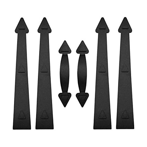 SANKEYTEW Garage Door Magnetic Decorative Hardware Kit, 4 Hinges 2 Handles Door Carriage Accents for 1 Car Garage, Strong Magnets, Color Black Cover