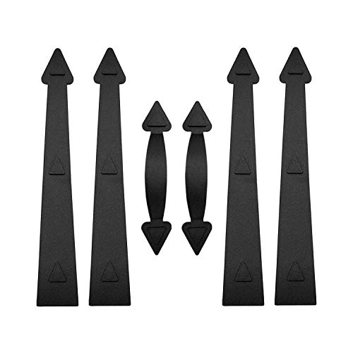 SANKEYTEW Garage Door Magnetic Decorative Hardware Kit, 4 Hinges 2 Handles Door Carriage Accents for 1 Car Garage, Strong Magnets, Color Black