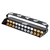 WOWTOU Amber White Warning Light 12W LED 16 Strobe Flashing Patterns for POV, Utility Vehicle, Construction Vehicle and Tow Truck