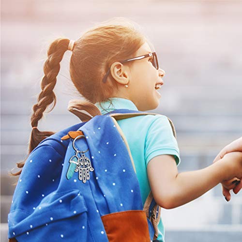 9 Pieces Crystal Keychain Hamsa Charm Hamsa Hand Keychain Ring Lucky Hamsa Evil Eye Keychain With Healing Stone For Women Girls Protection #TOP4