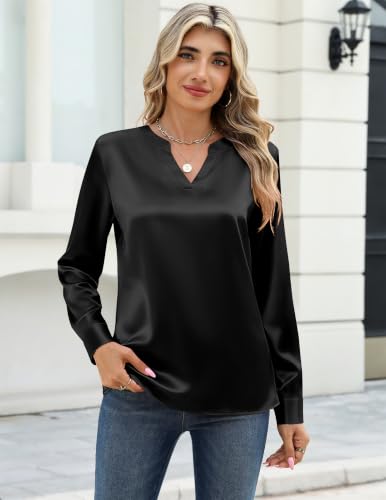 Zeagoo Women Satin Blouse Silk Long Sleeve Top Casual Dressy Work Shirts - image 2