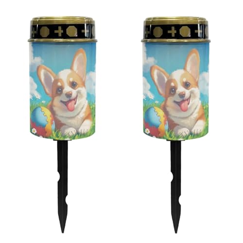 Image of Sweet Corgi Light for Prayer Cemetery Solar Lights for Grave Cemetery Decor Candle Lamp Waterproof Solar Power Light Eternal Lights for Graves Cemetery Memorial Gift 2 PCS