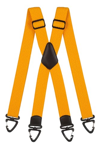 Olata Bretelle Robuste a X con Moschettoni in Plastica – 4 cm di Larghezza, Regolabili e Unisex. Giallo