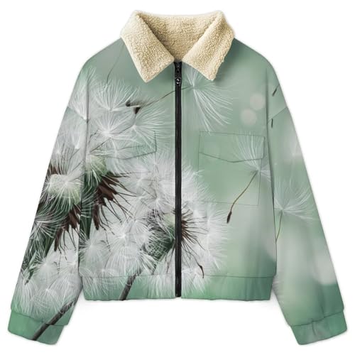 Manteaux femmes hiver doublé polaire chaud veste imprimée paysage végétal grande taille vert