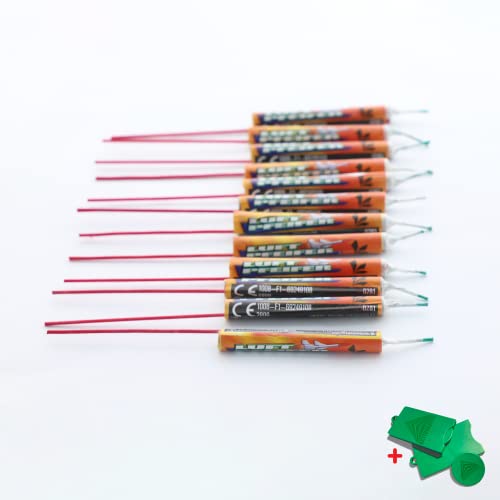 AKTIVHANDEL 96 Stück Luftpfeifer, 8 x 12 Heuler am Stiel, Jugendfeuerwerk, Silvester Feuerwerk Kat F1 inkl. Einkaufswagenchip