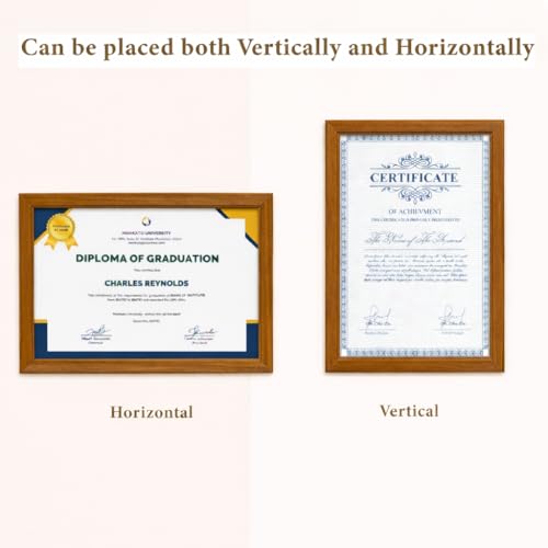 Image of Wooden Document Photo Frame with Storage, Certificate Holder Frame for Wall Mount & Tabletop | Memory Frame for Birth Certificate, Awards & Photos | Premium Finish ( Brown, Size 9.2X12.6 Inch )