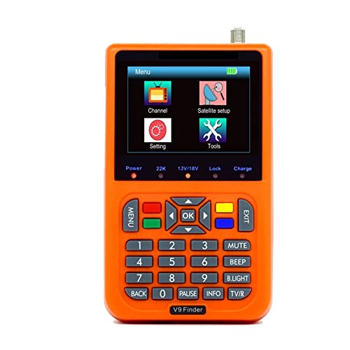 PZPZP TV Signal Finder Meter, V9 Finder HD Satellite Finder DVB S2 Digital H.265 Full 1080P Built-in 3000mAh Battery FTA 3.5
