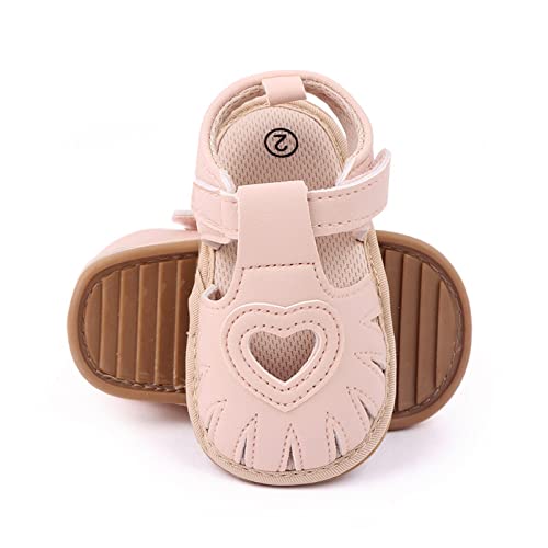 Infant Girls Single Shoes Hollow Out Love First Walkers Shoes Toddler Sandals Princess Shoes White Dress Shoes for Girls (Pink, 3.5 Toddler)3